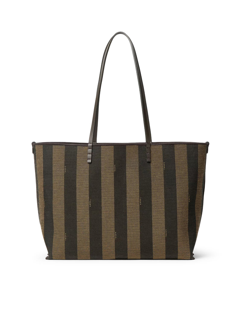 ROLL MEDIUM SHOPPER IN FF JACQUARD AND PEQUIN STRIPED FABRIC