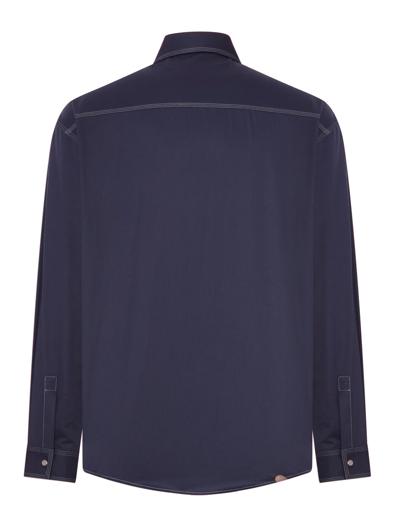 COTTON SHIRT WITH CONTRASTING STITCHING