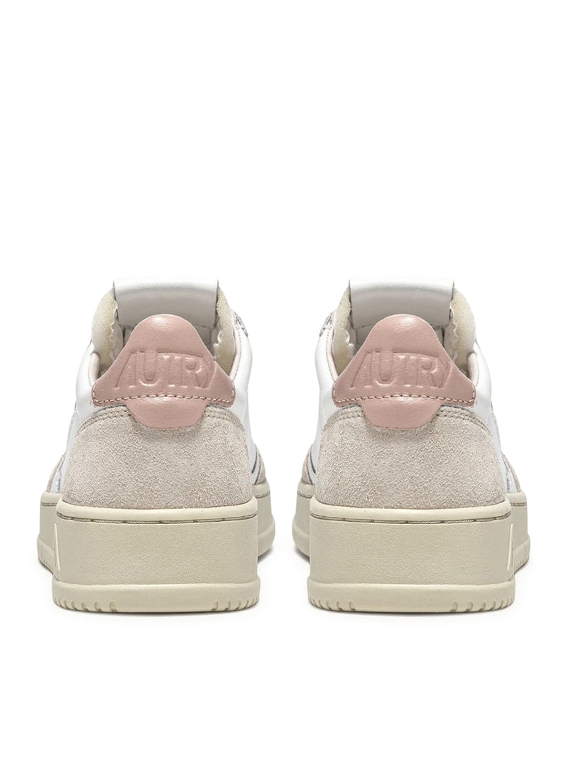 MEDALIST LOW SNEAKERS IN WHITE AND POWDER LEATHER AND BEIGE SUEDE