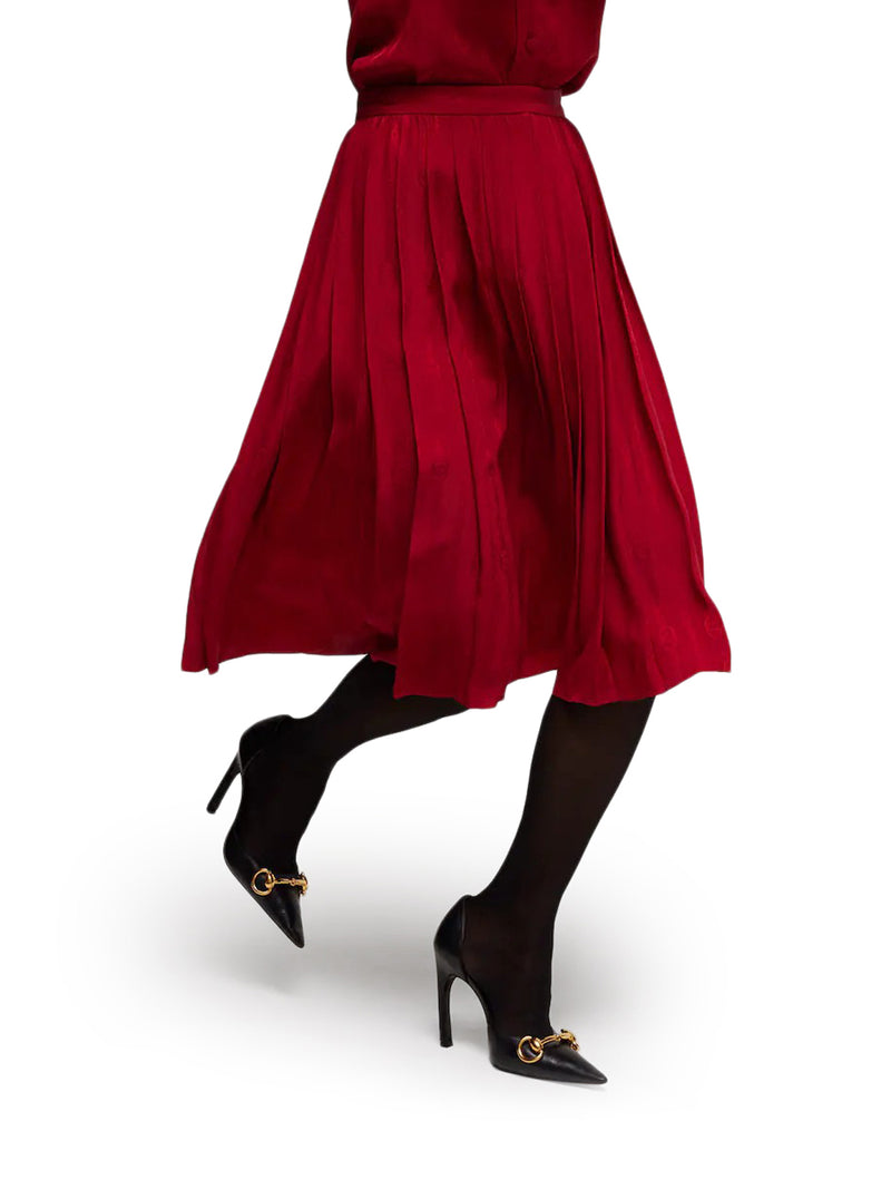 JACQUARD SILK MIDI SKIRT WITH GG CROSS CHAIN