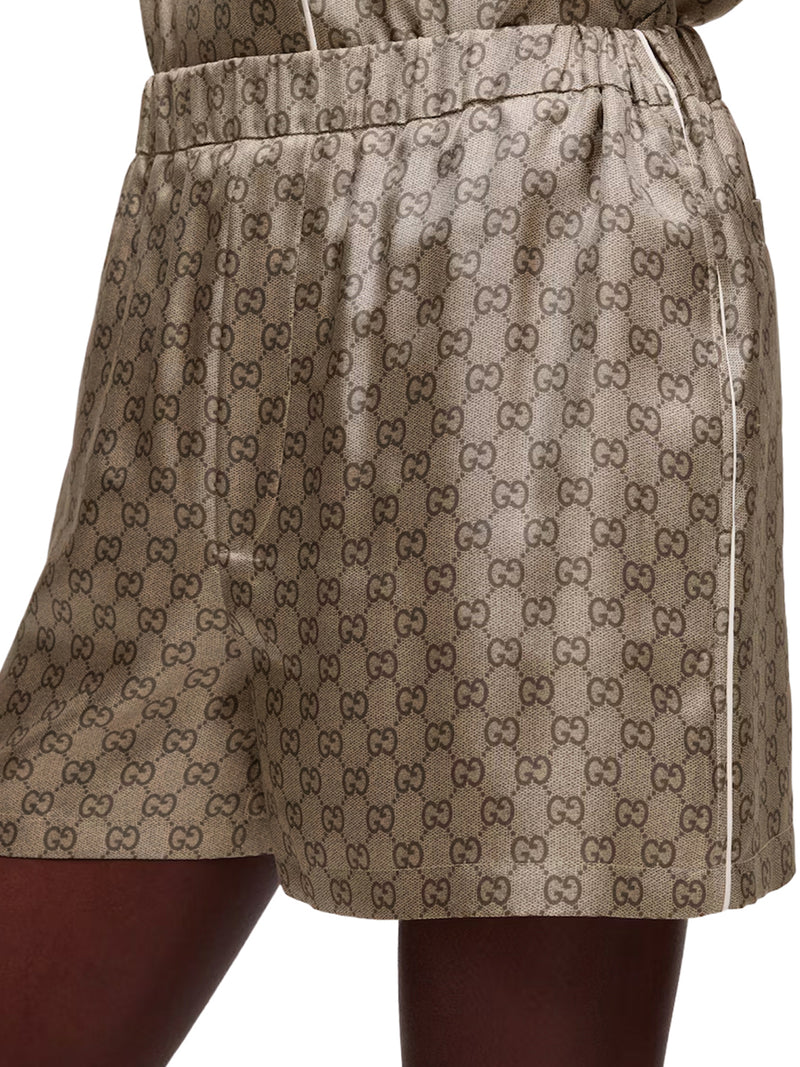 PRINTED SILK TWILL SHORTS