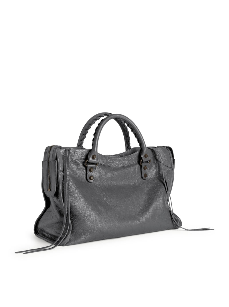 LE CITY MEDIUM BAG IN ARENA LAMBSKIN IN VOLCANIC STONE WITH BRASS FINISHES