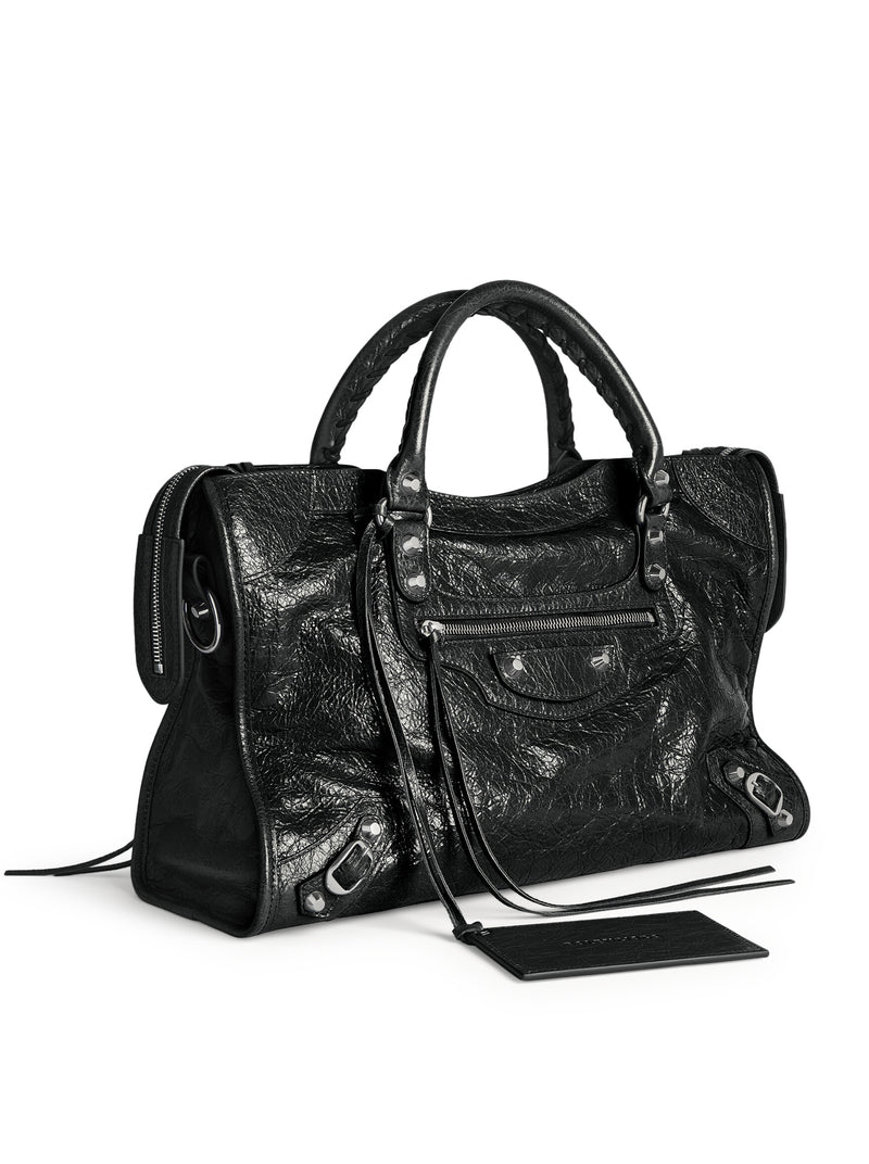 LE CITY MEDIUM BAG IN ARENA LAMBSKIN WITH POLISHED SILVER METAL DETAILS
