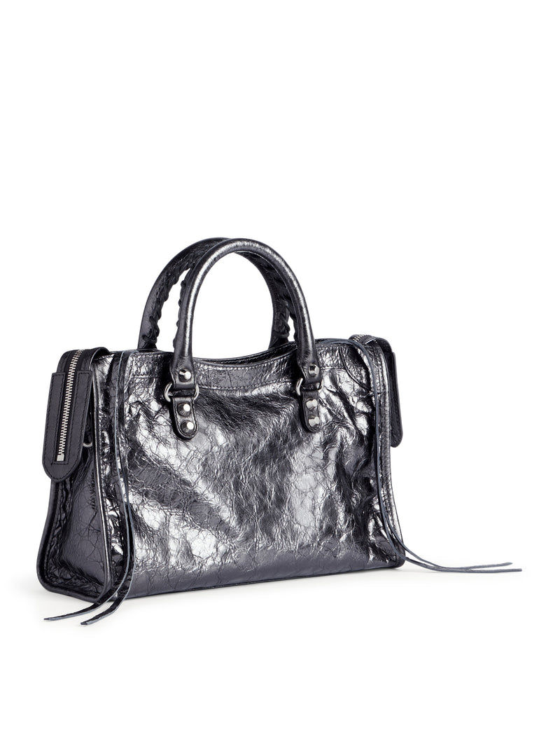LE CITY SMALL BAG IN ARENA METALLIC LAMBSKIN WITH POLISHED SILVER FINISHES