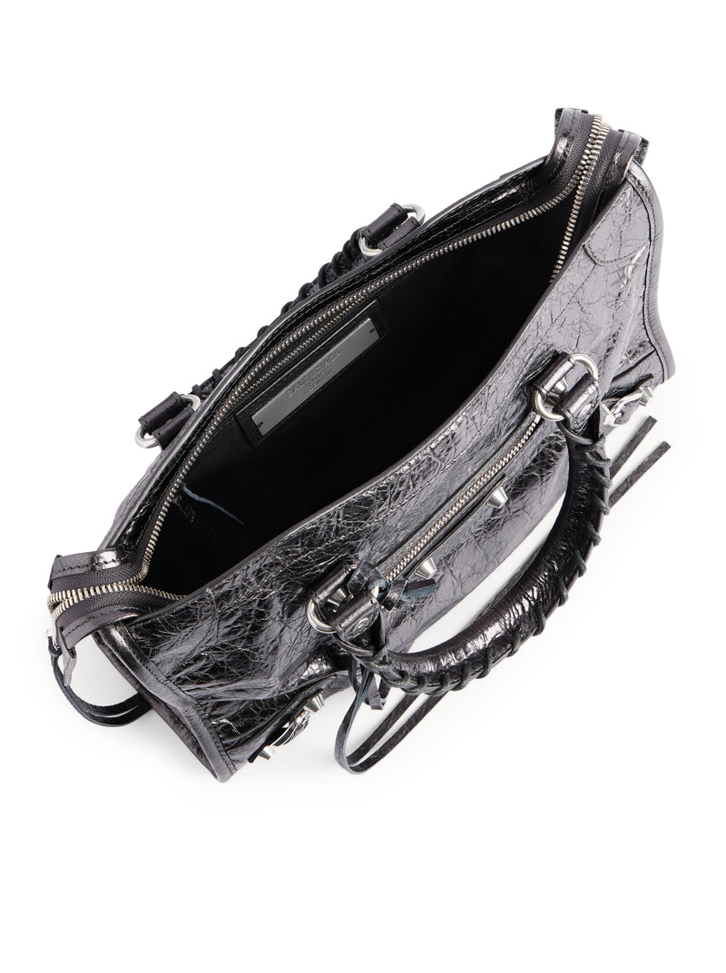 LE CITY SMALL BAG IN ARENA METALLIC LAMBSKIN WITH POLISHED SILVER FINISHES