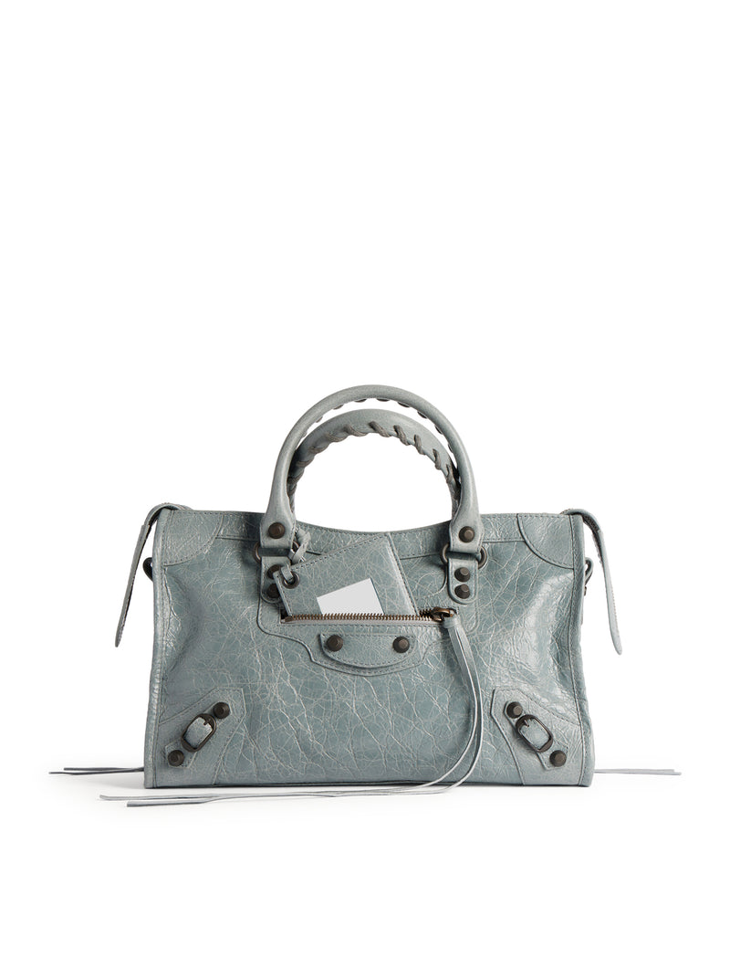 LE CITY SMALL BAG IN ARENA GREY-BLUE LAMBSKIN WITH BRASS FINISHING