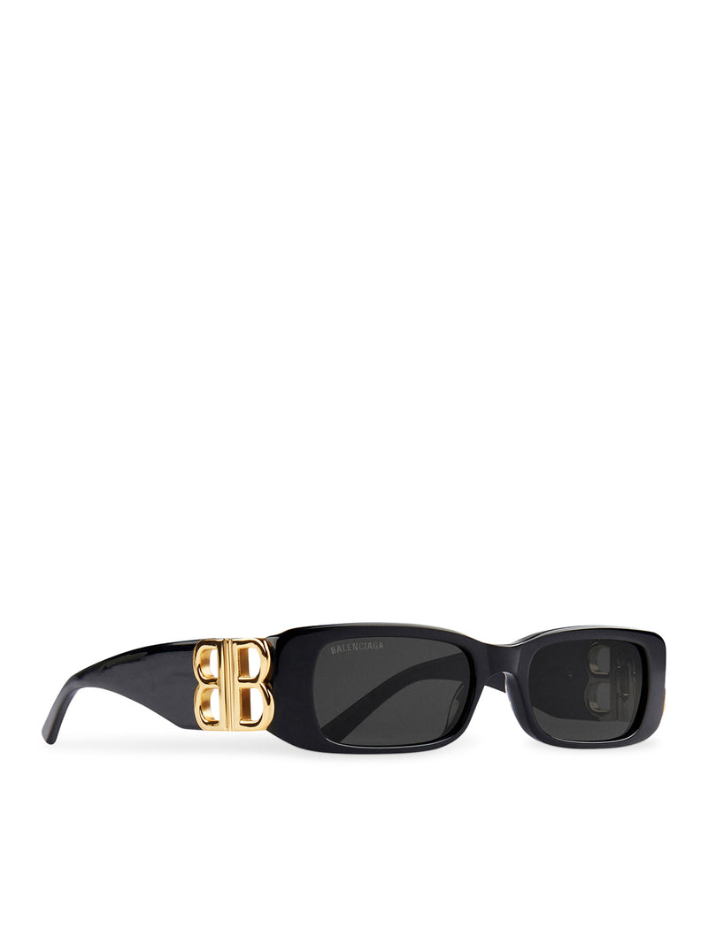 DYNASTY RECTANGLE SUNGLASSES IN BLACK ACETATE WITH GOLDEN FINISHES