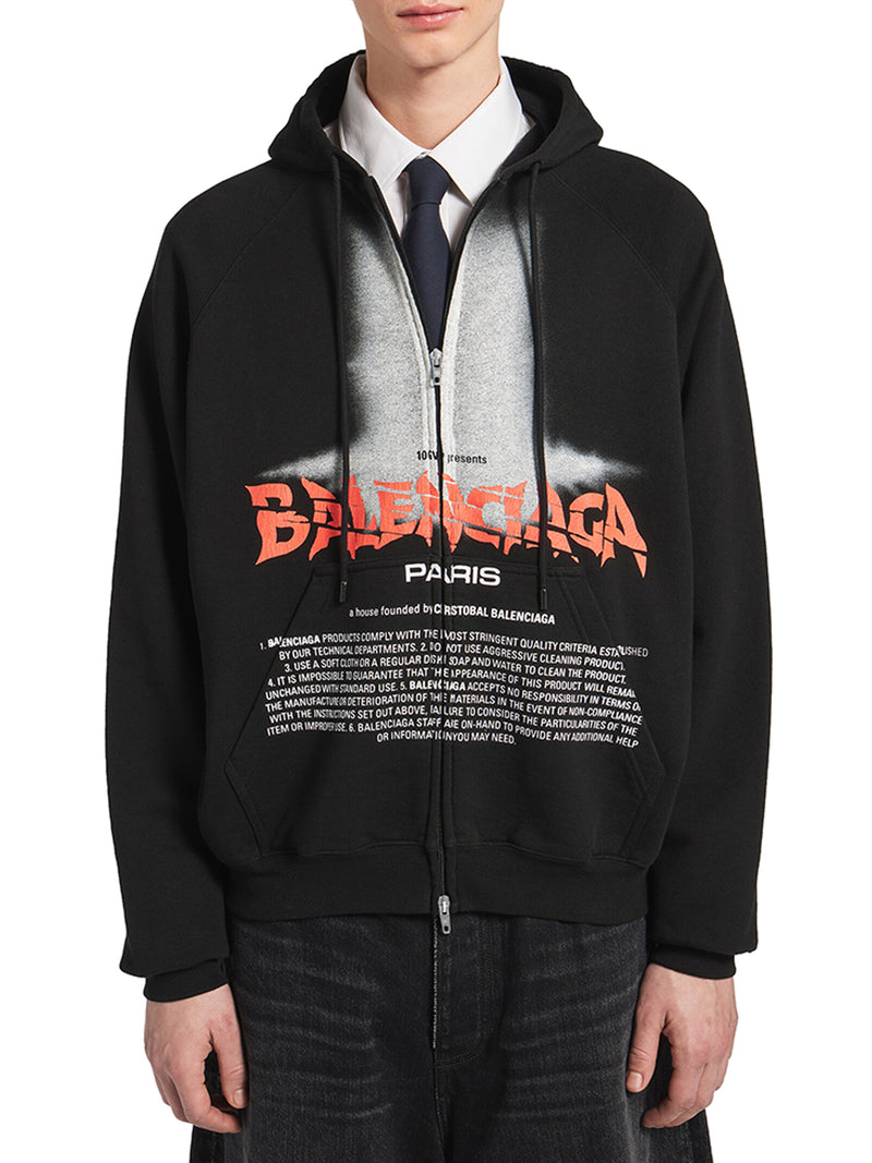 THE DOOR OVERSIZED ZIP SWEATSHIRT IN BLACK DRY FLEECE