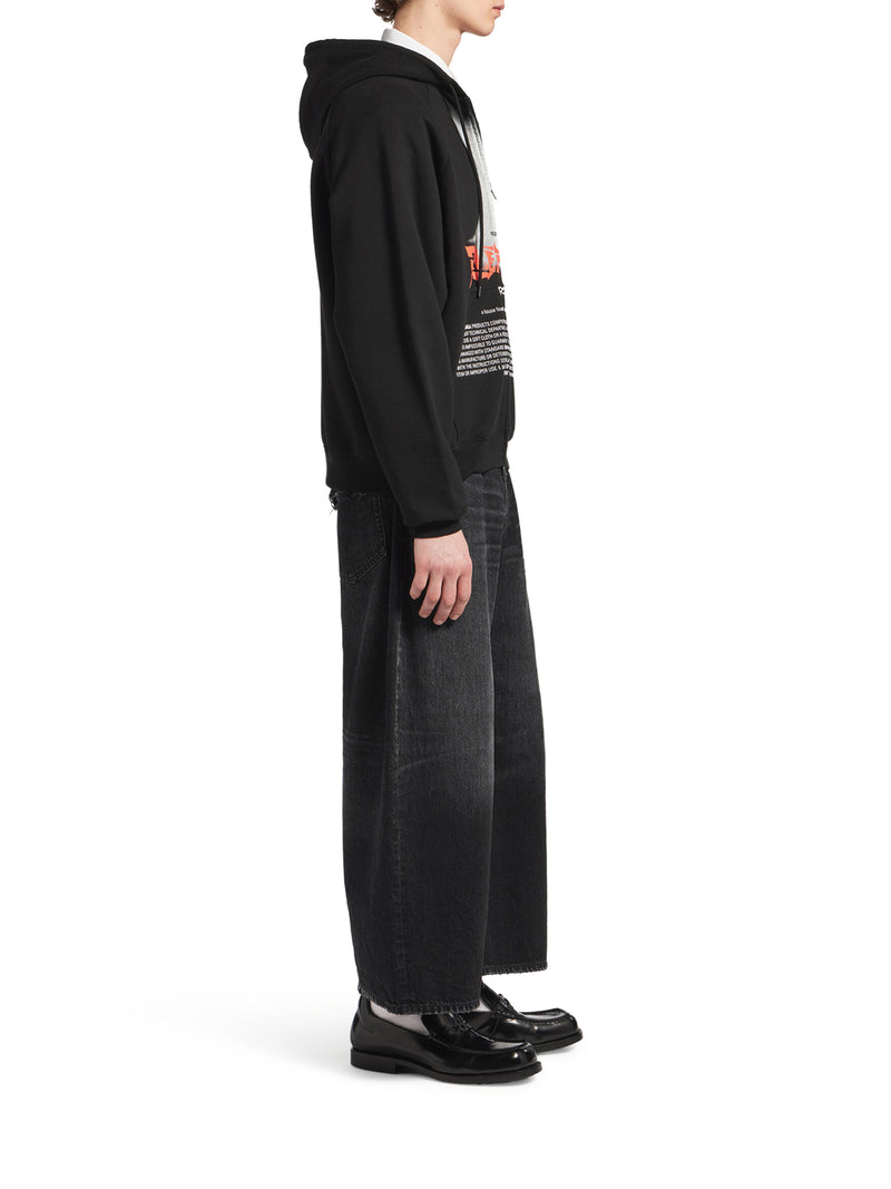 THE DOOR OVERSIZED ZIP SWEATSHIRT IN BLACK DRY FLEECE