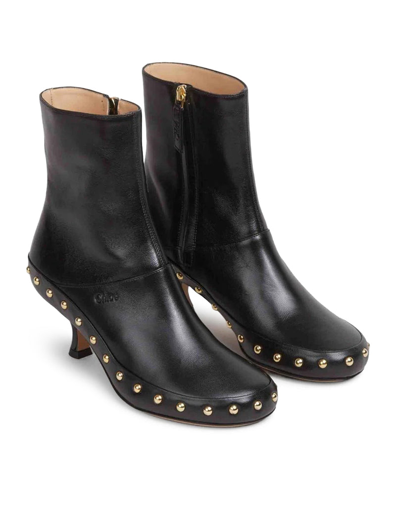 JUNIE LEATHER BOOTS WITH STUDDED DETAILS