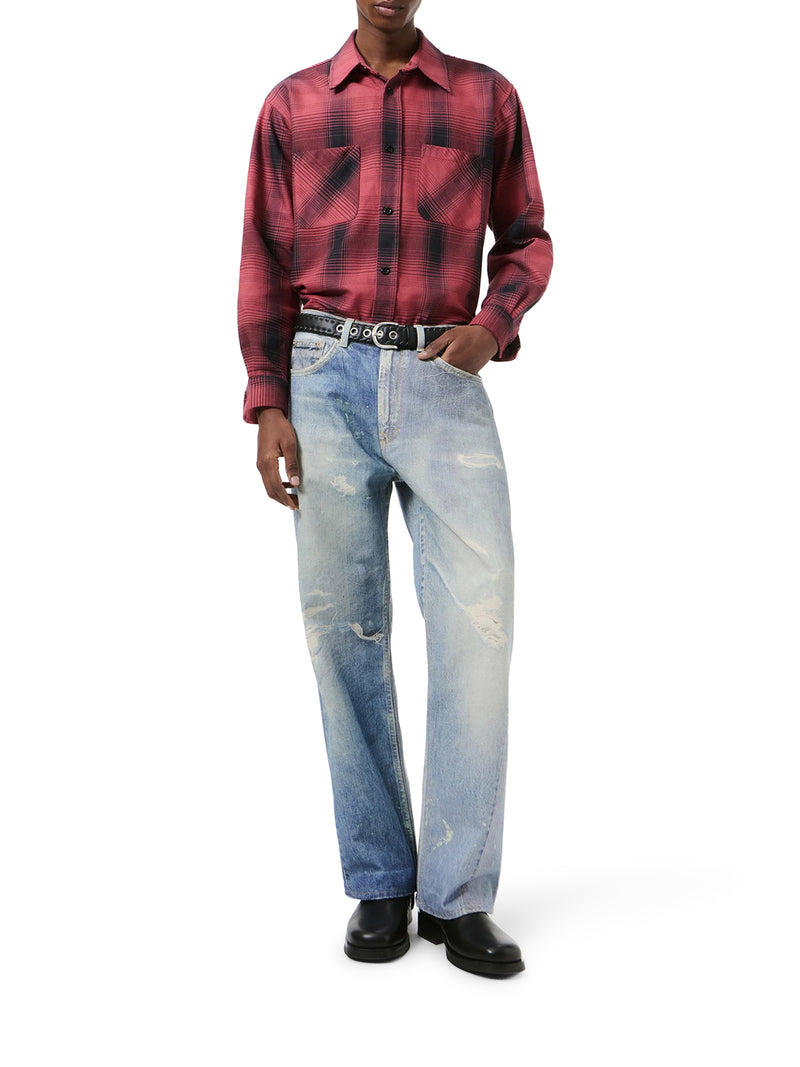 THIRD CUT COTTON JEANS WITH DIGITAL PRINT