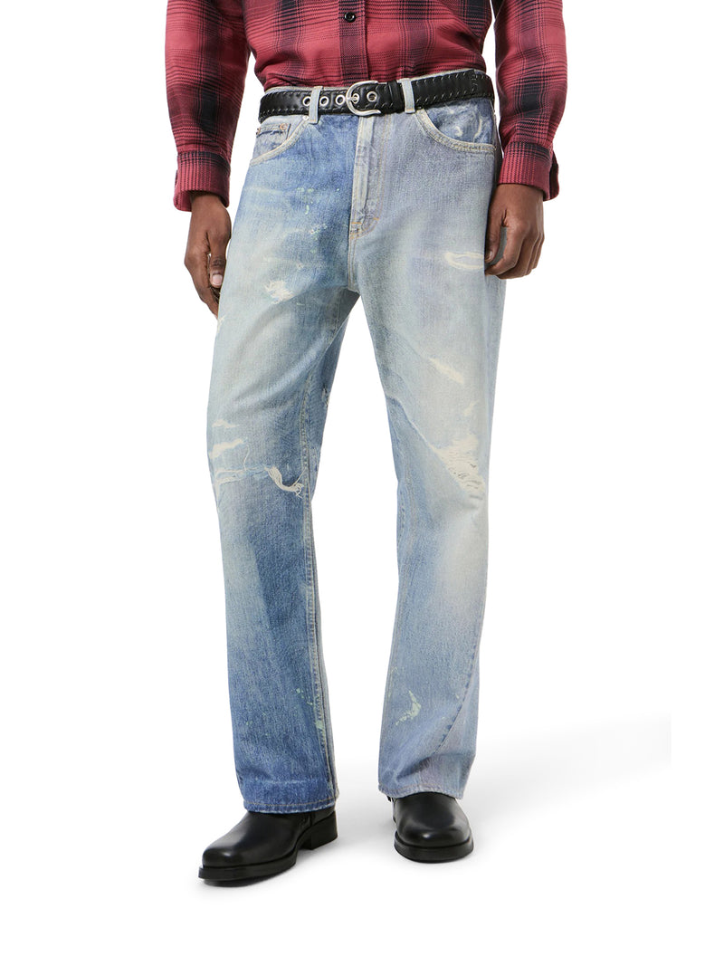 THIRD CUT COTTON JEANS WITH DIGITAL PRINT