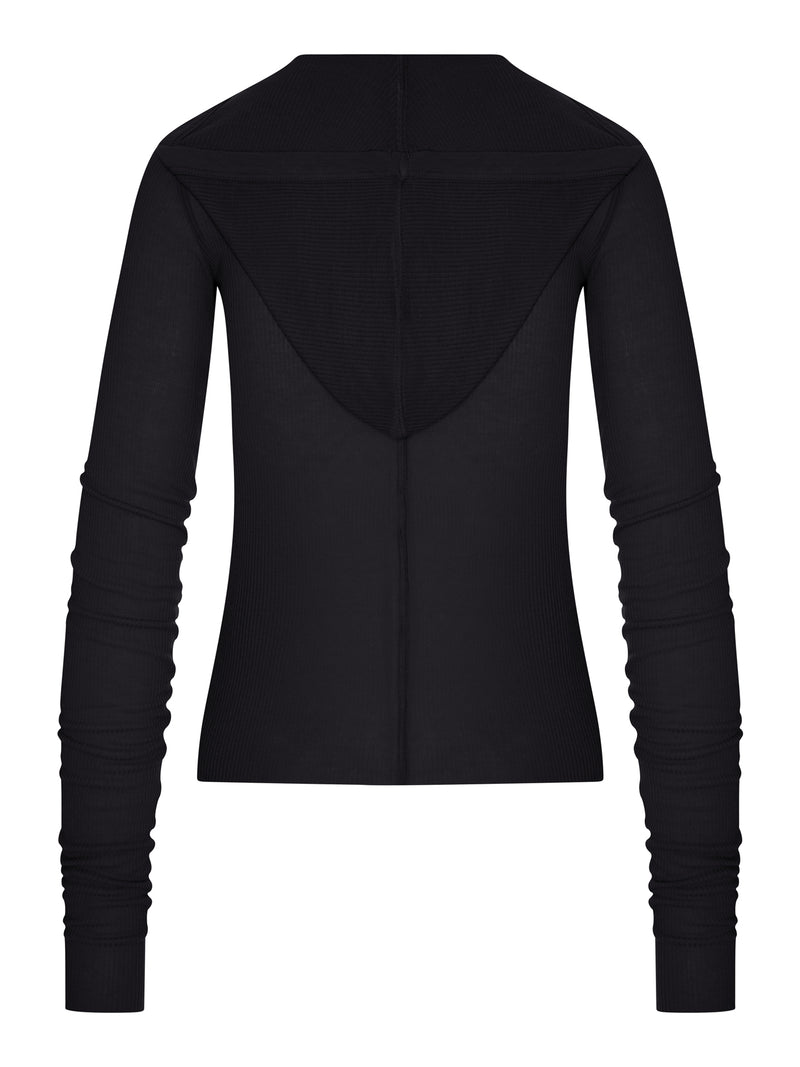 RIBBED KNIT HOODIE