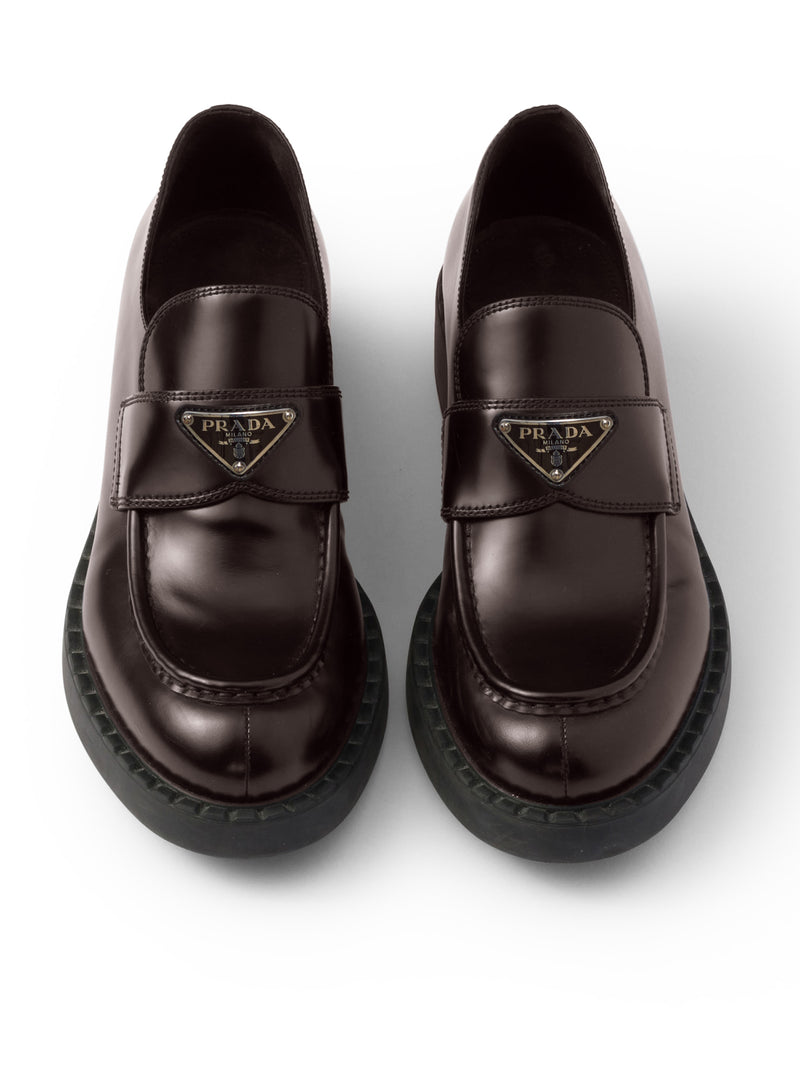 BRUSHED LEATHER LOAFERS WITH LOGO