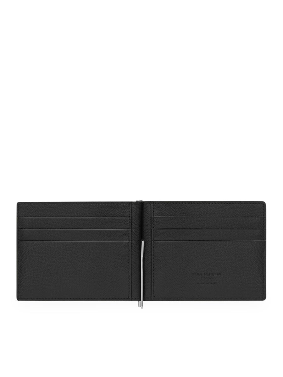 YSL Leather Wallet - Saint Laurent - Man Male Black OS
