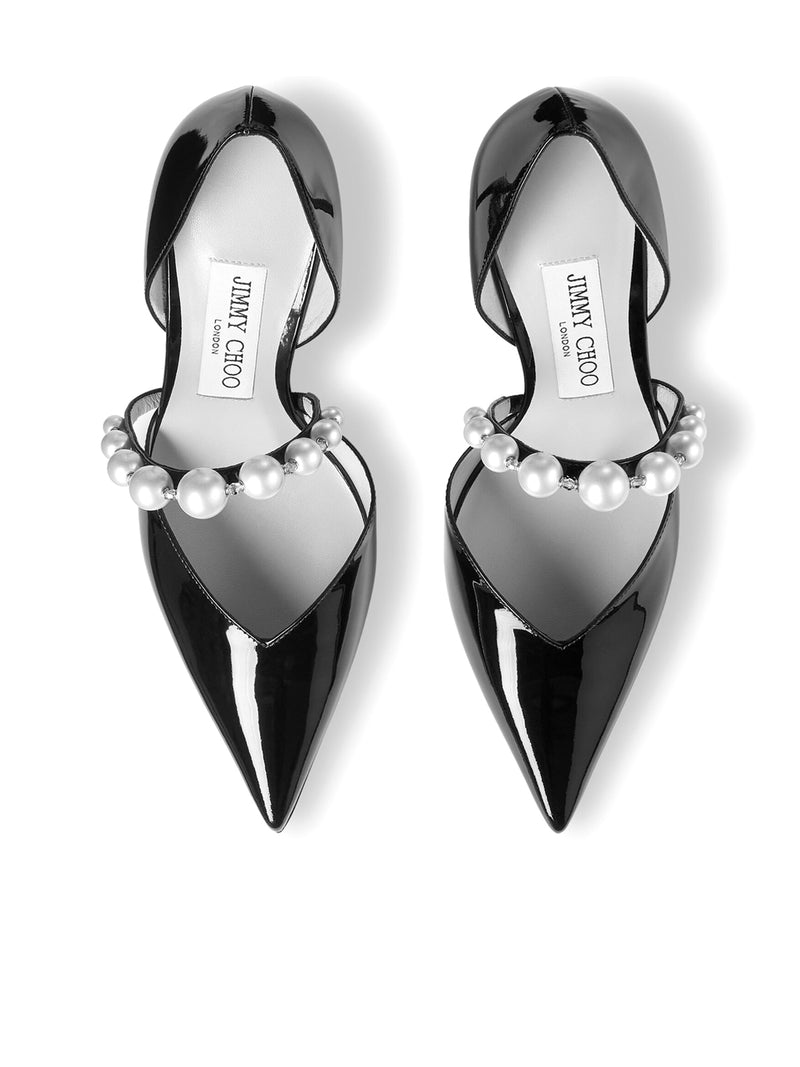 AURELIE 85 POINTED-TOE PATENT LEATHER DÉCOLLETÉ WITH PEARL DECORATION
