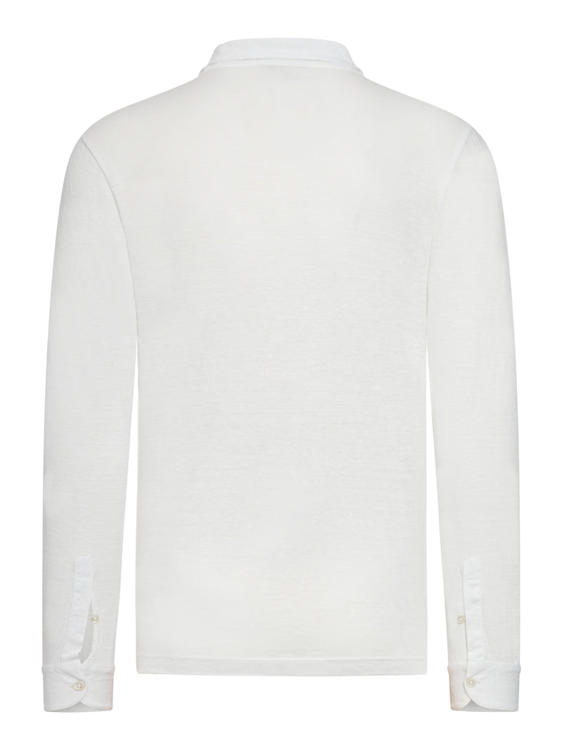 LONG-SLEEVED LINEN POLO SHIRT