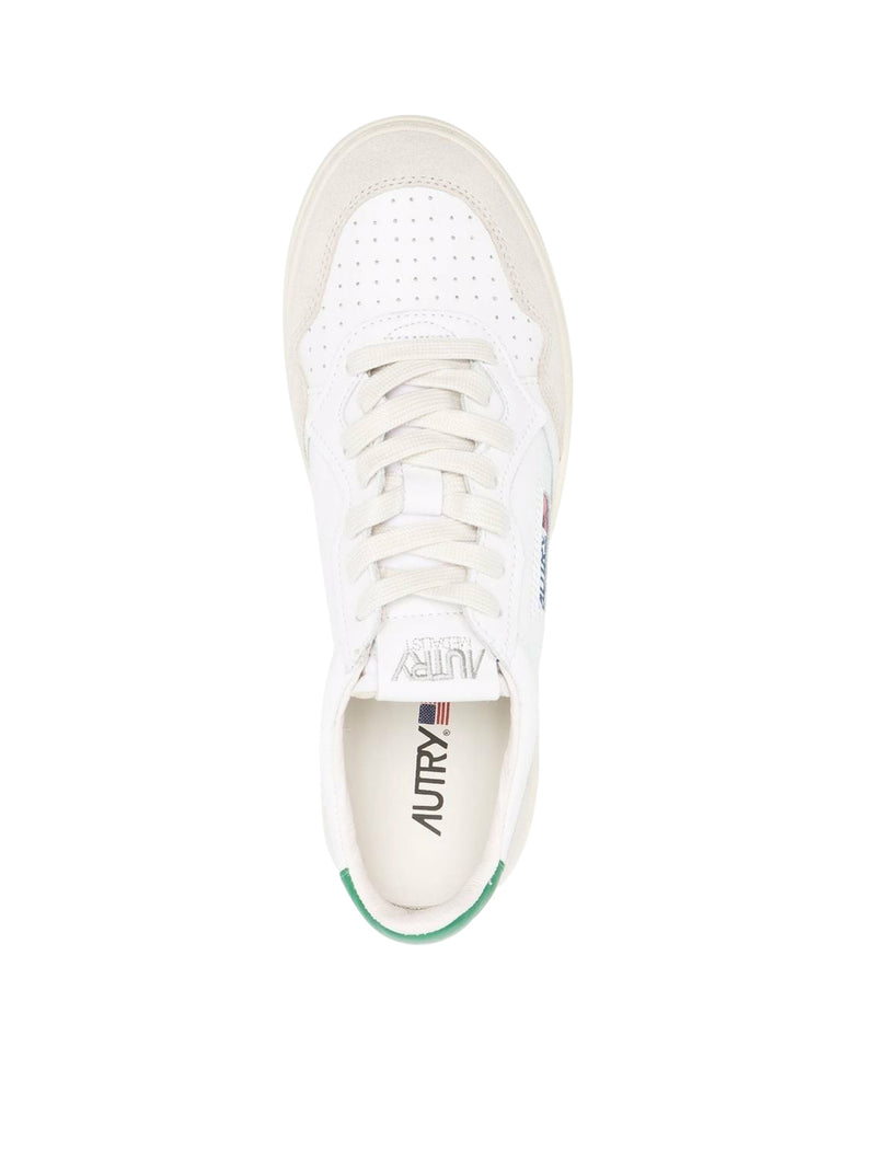 MEDALIST LOW SNEAKERS IN LEATHER AND WHITE GREEN SUEDE