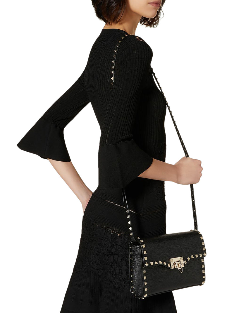 SMALL ROCKSTUD SHOULDER BAG IN GRENADE CALFSKIN