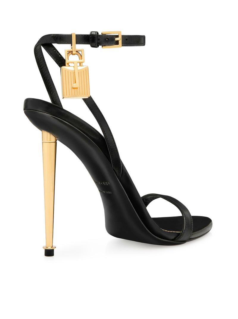 85MM PADLOCK POINTED SANDAL IN SHINY LEATHER