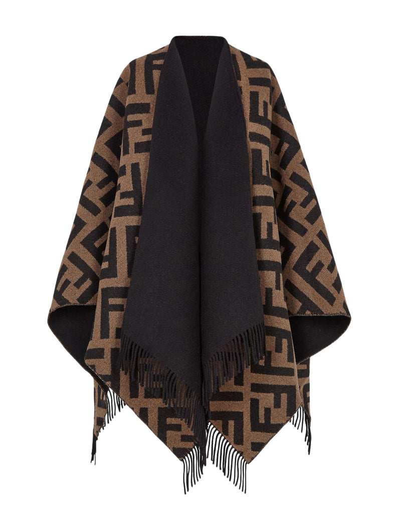 Multicolor cashmere and wool poncho