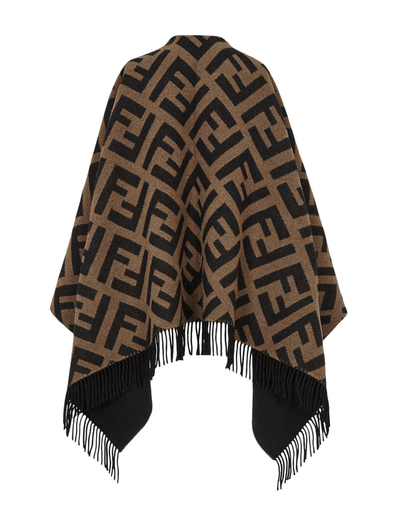 Multicolor cashmere and wool poncho