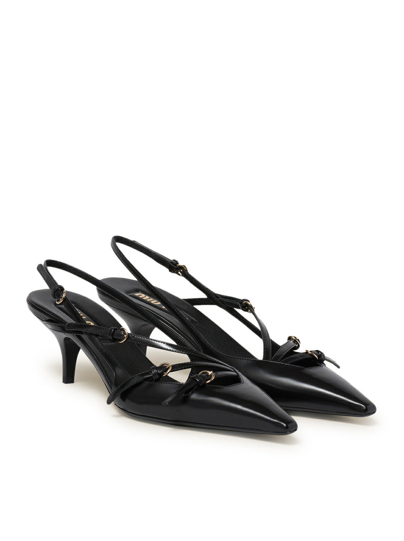PATENT LEATHER SLINGBACK WITH BUCKLES