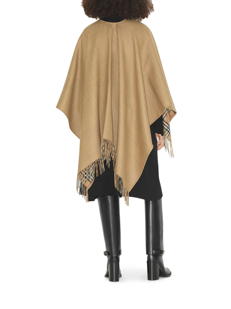 REVERSIBLE CHECK WOOL CAPE