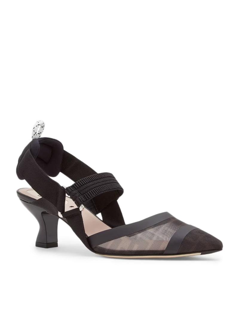 COLIBRì MESH AND LEATHER MEDIUM SLINGBACK WITH MEDIUM HEEL