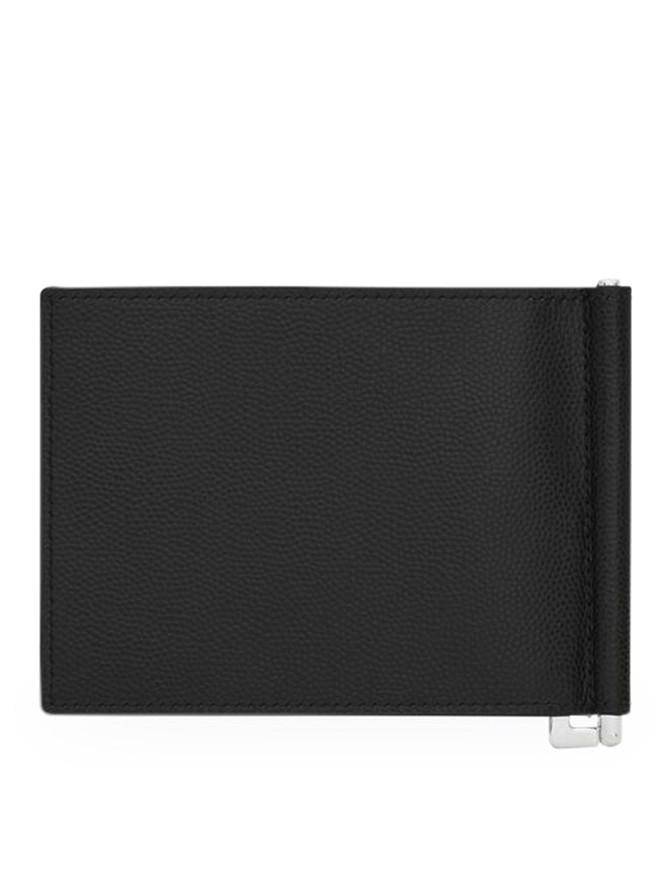 WALLET MONEY CLIP SAINT LAURENT PARIS BLACK TEXTURED LEATHER