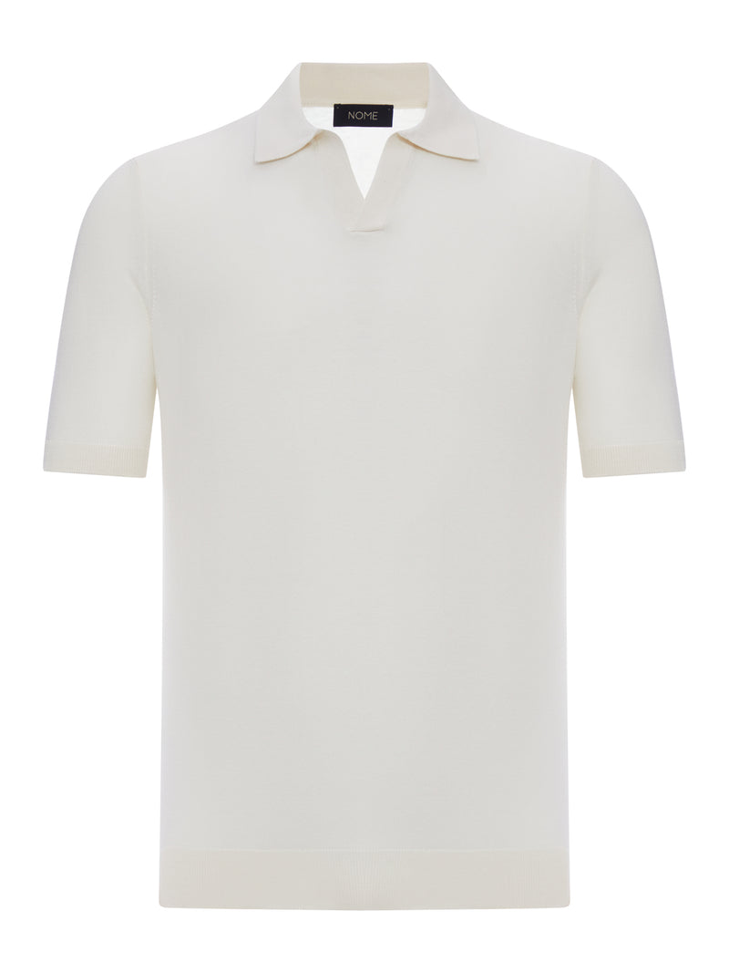 SILK V-NECK POLO SHIRT