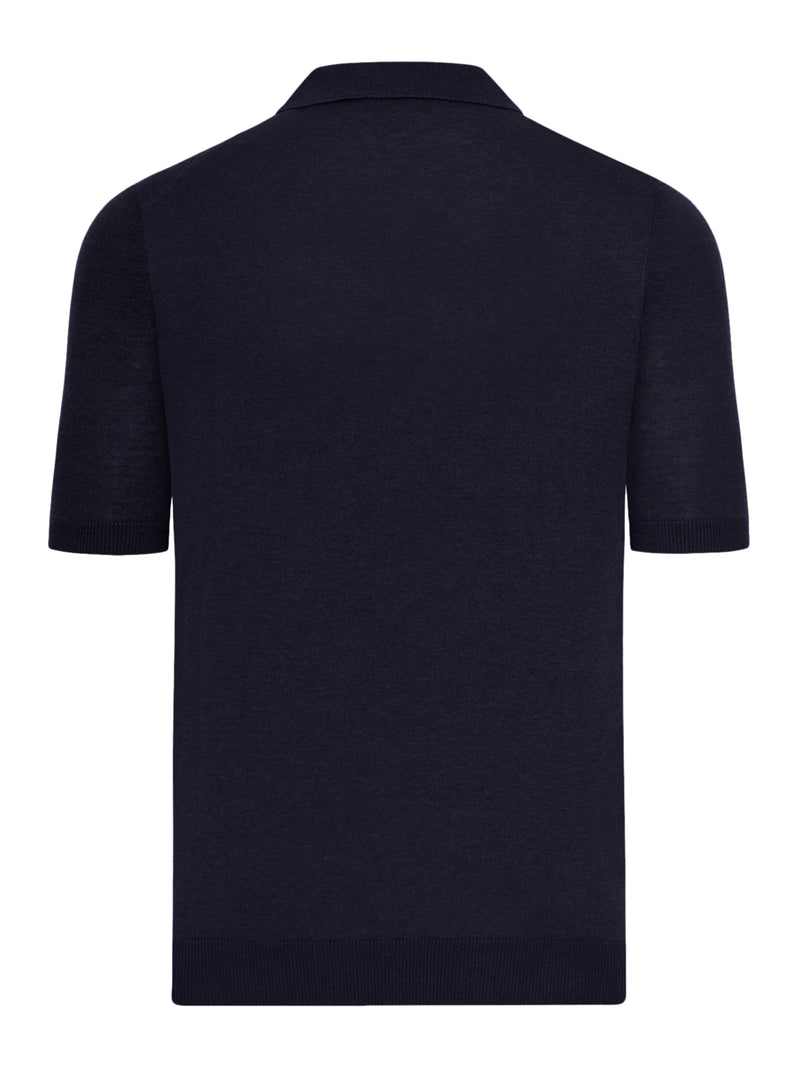SILK V-NECK POLO SHIRT