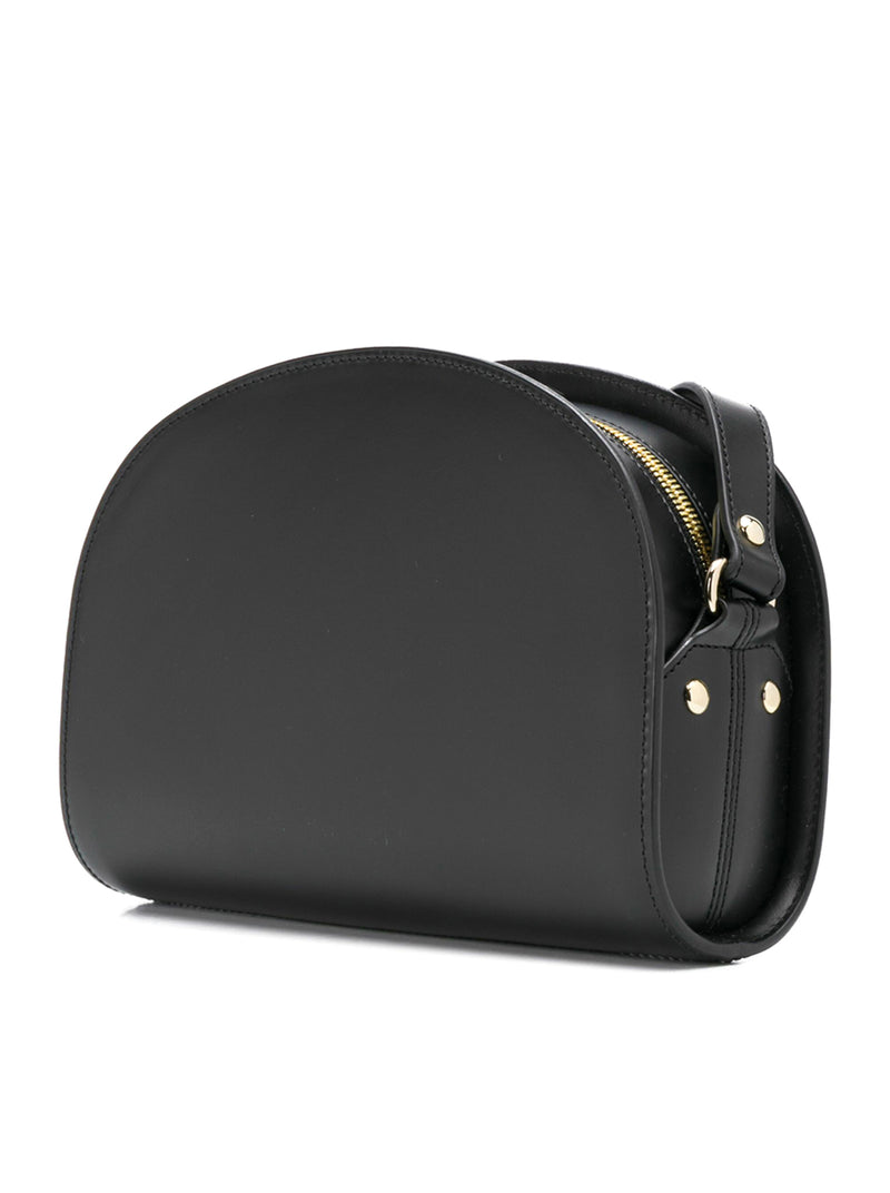 DEMI-LUNE BLACK LEATHER SHOULDER BAG