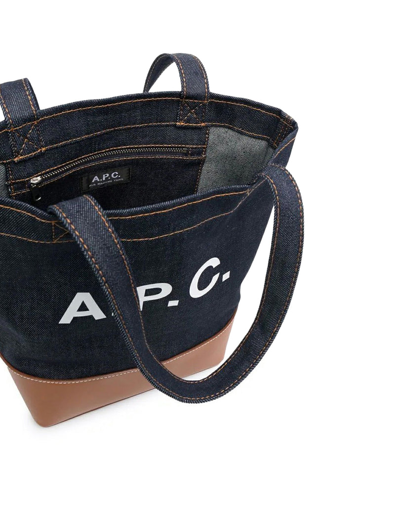 SMALL AXEL BAG IN DENIM AND LEATHER INSERTS