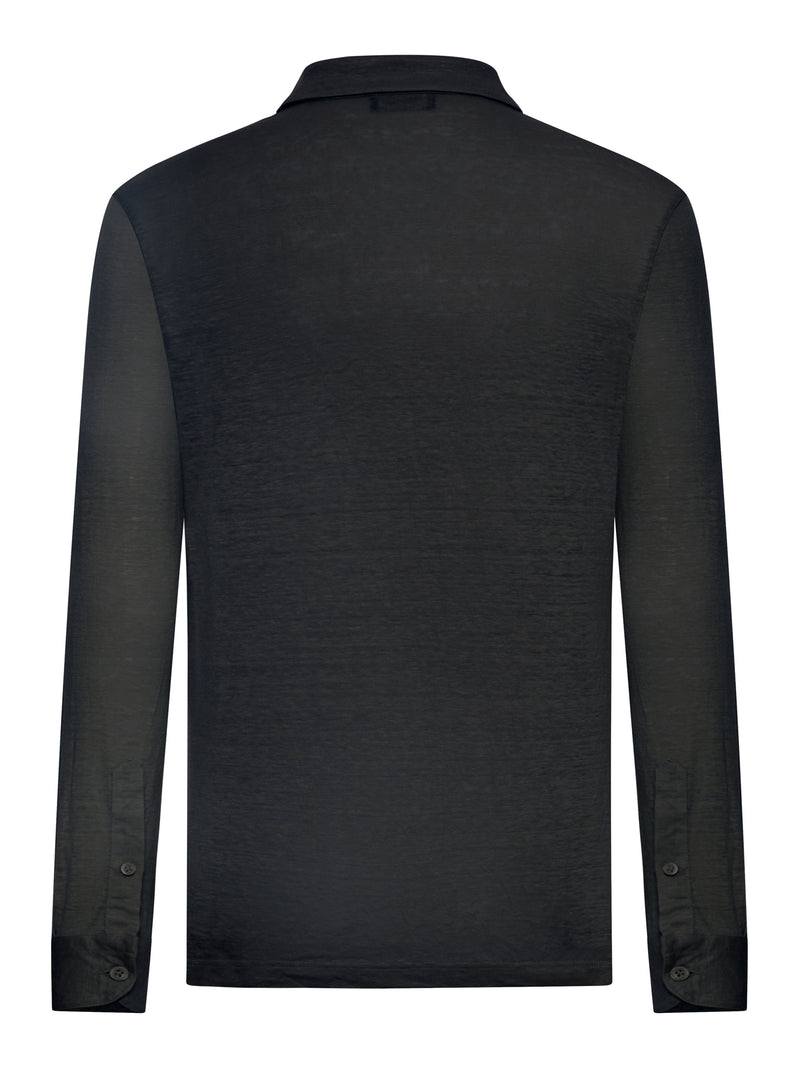 LONG-SLEEVED LINEN POLO SHIRT