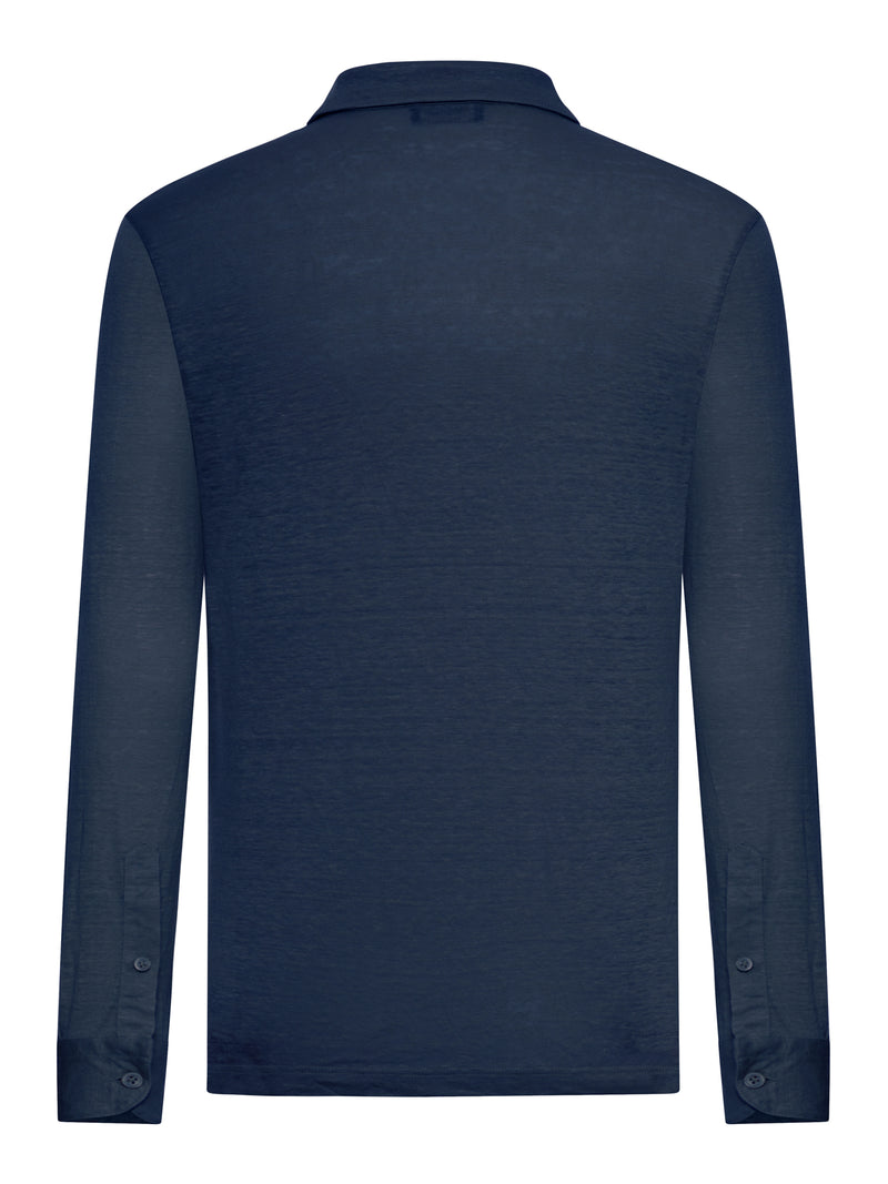 LONG-SLEEVED LINEN POLO SHIRT
