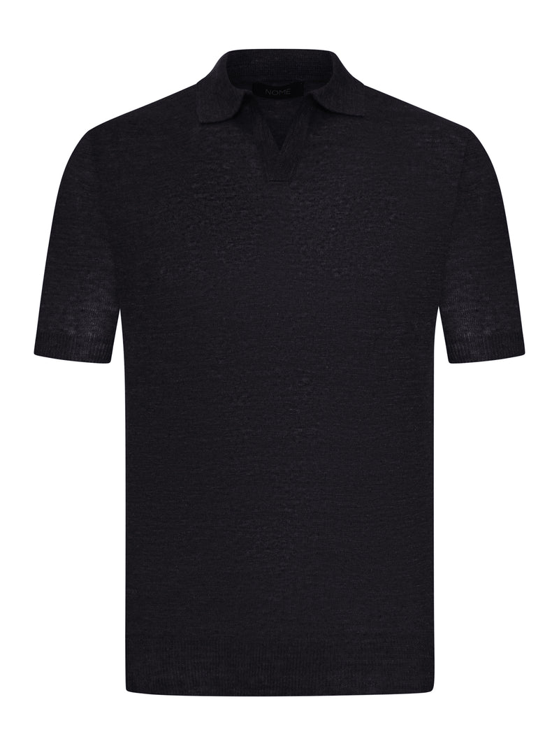 SHORT-SLEEVED LINEN POLO SHIRT