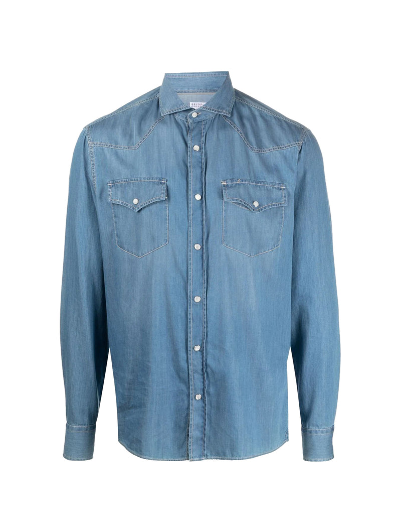 long-sleeved denim shirt