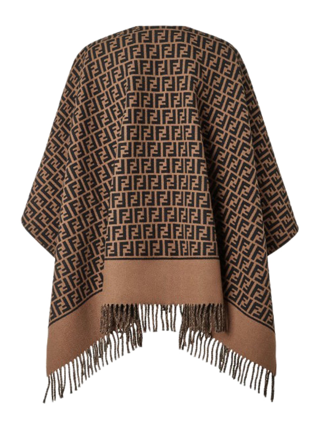 BROWN WOOL AND CASHMERE PONCHO
