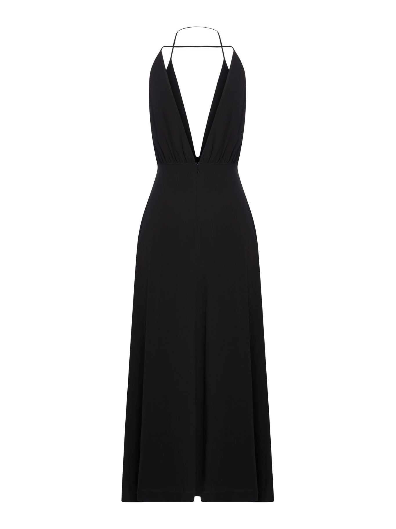 Double-halter silk dress black
