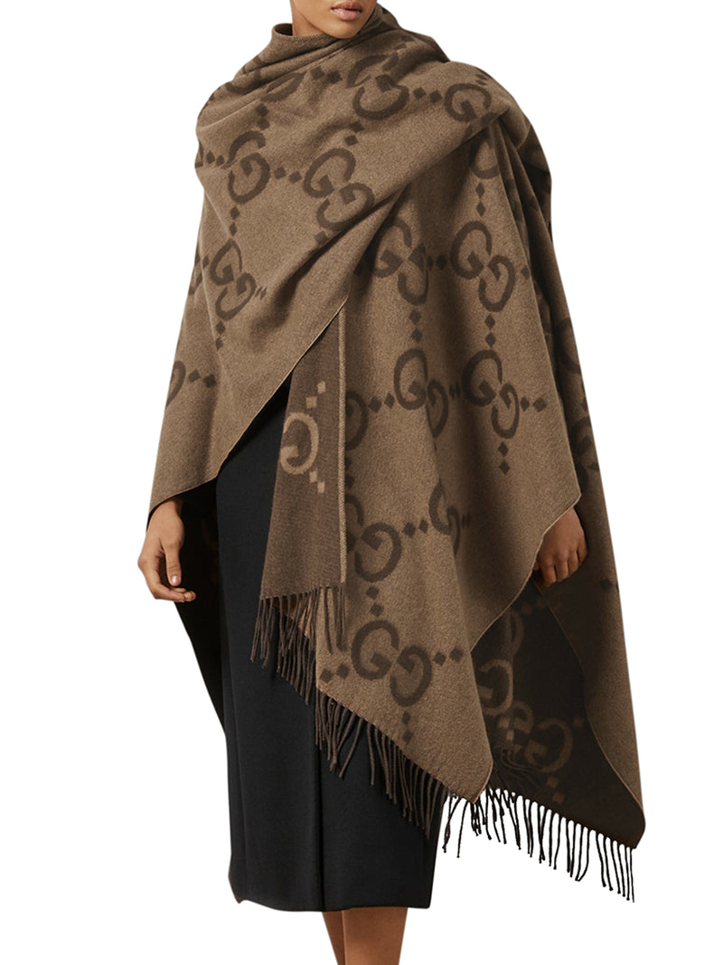 REVERSIBLE JUMBO GG CASHMERE CAPE