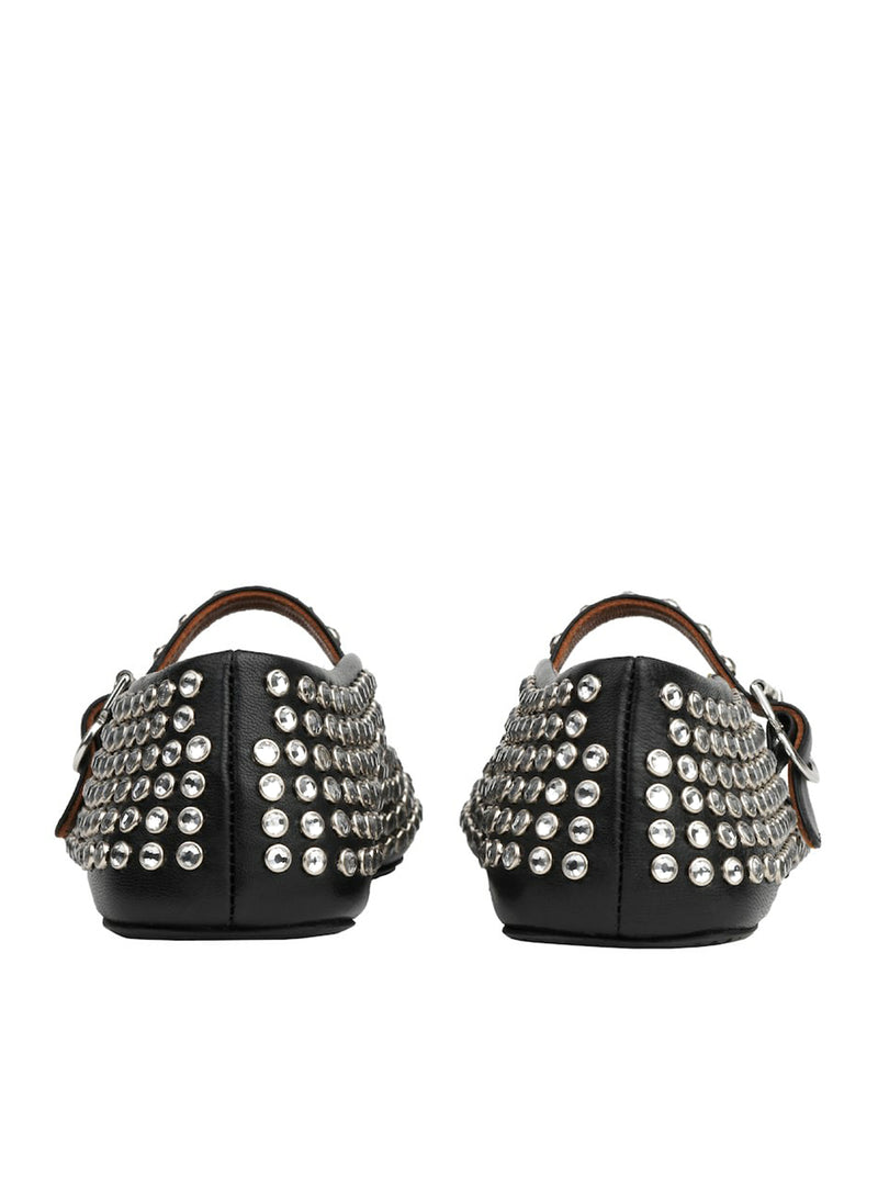 LAMBSKIN BALLERINAS WITH RHINESTONE