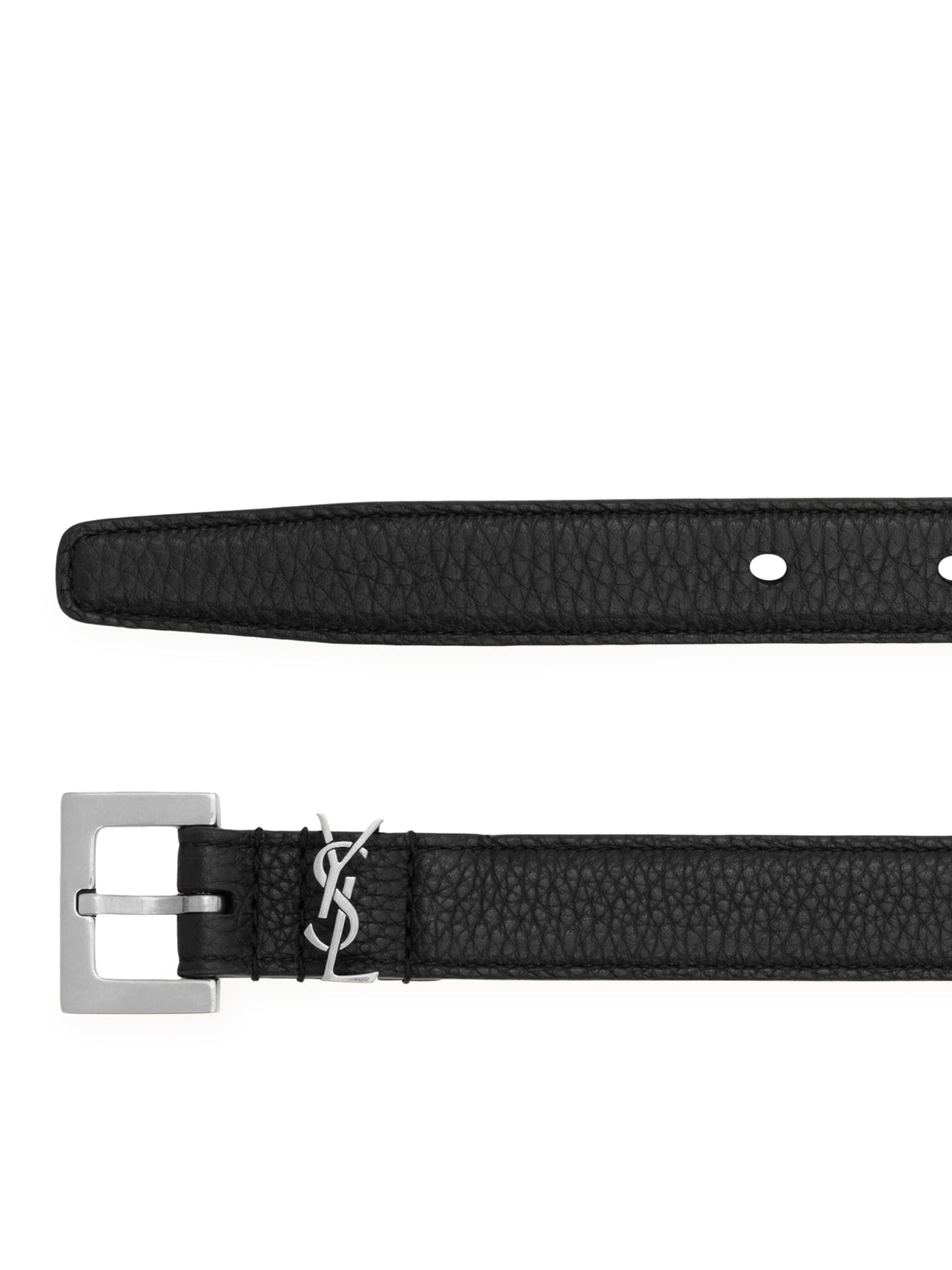 CASSANDRE NARROW HAMMERED LEATHER BELT WITH SQUARE BUCKLE