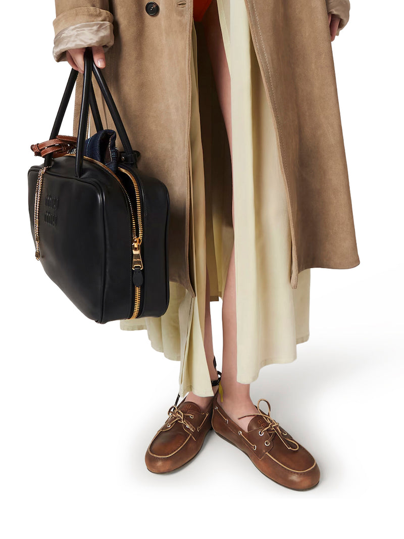 UNLINED BOAT LOAFERS IN DECOLORED LEATHER