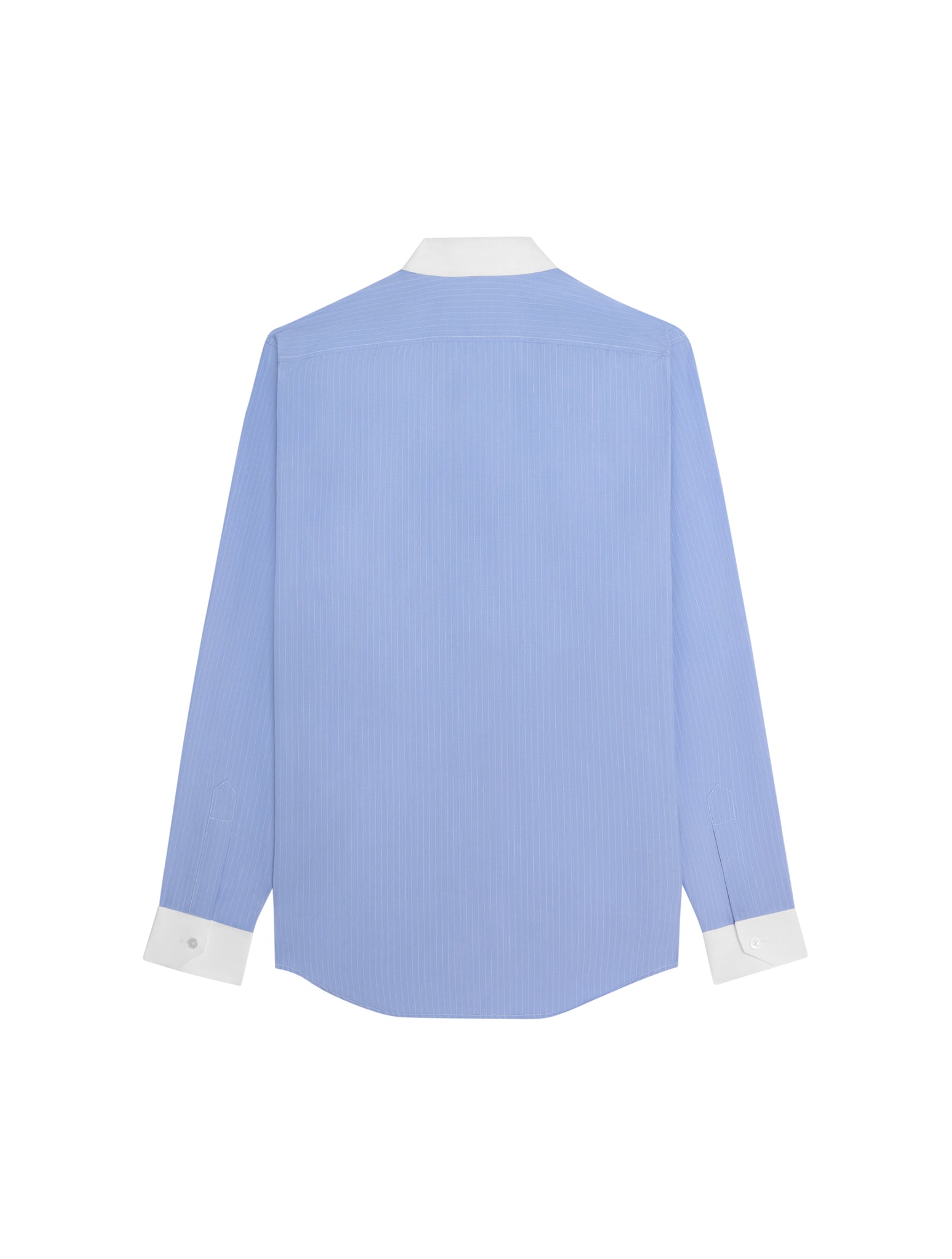 LOOSE SHIRT WITH REVERSE COLLAR IN STRIPED COTTON SKY BLUE / CHALK