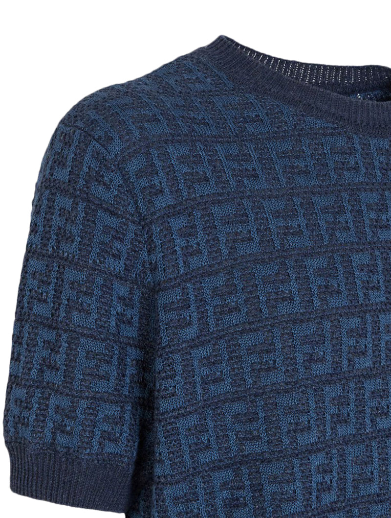 Blue FF cotton and linen sweater