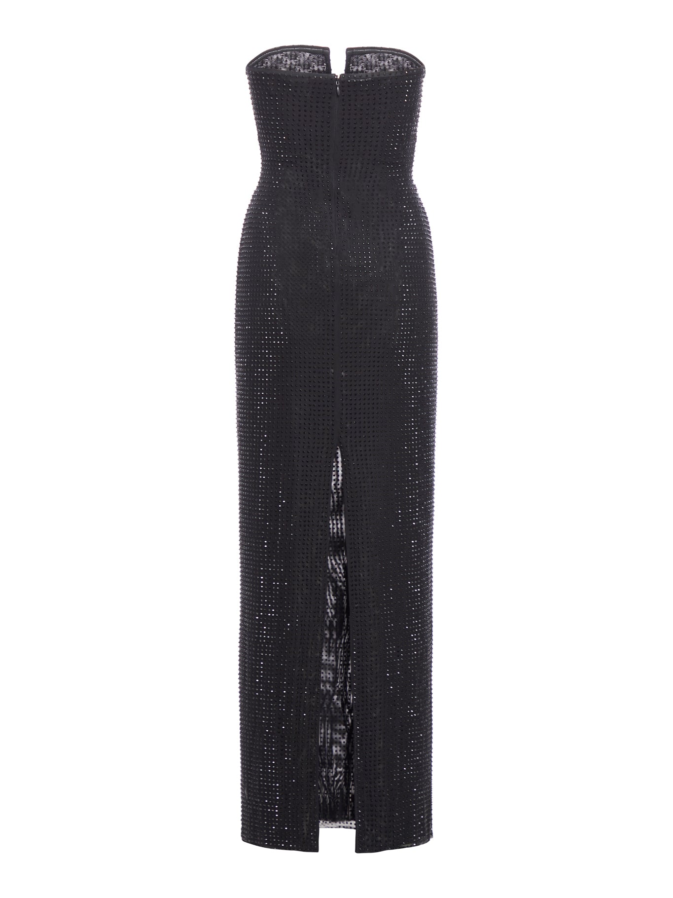 black mesh dress with rhinestones