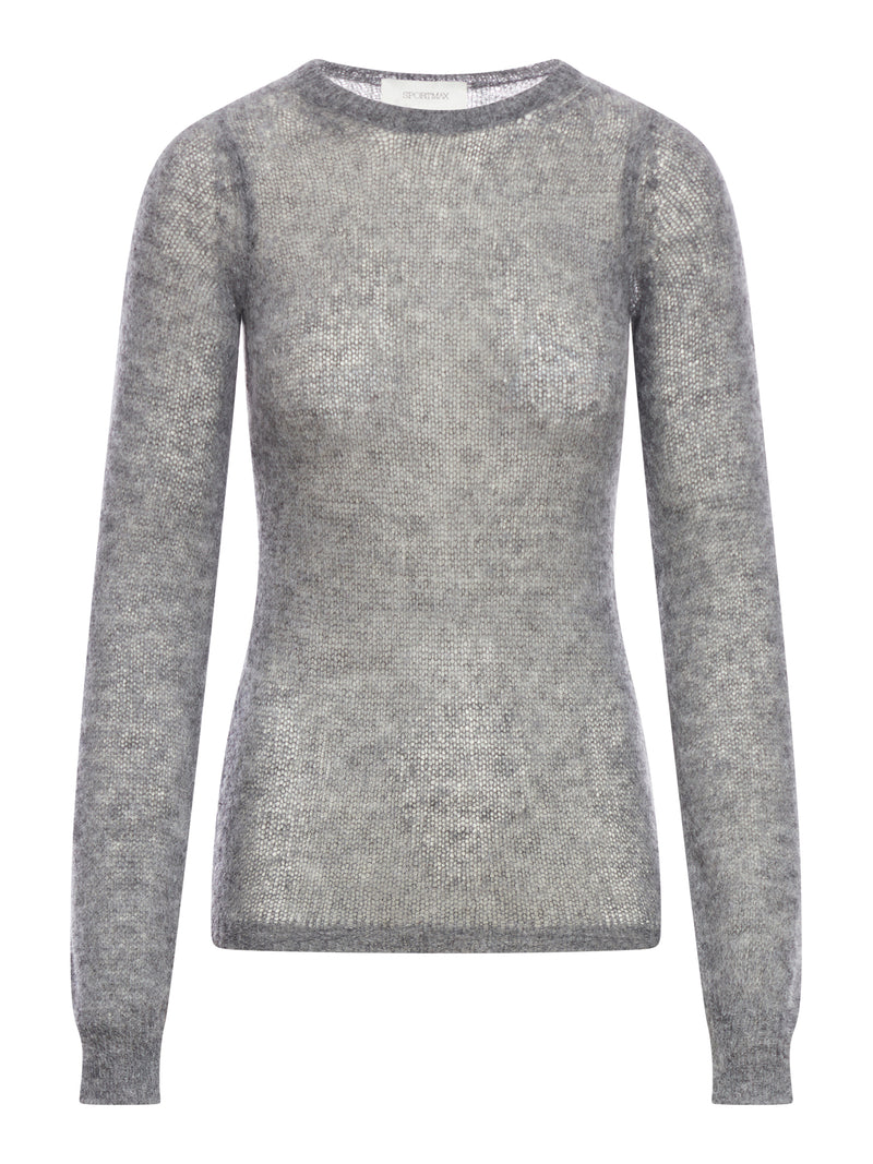 Crewneck sweater in alpaca and stretch wool