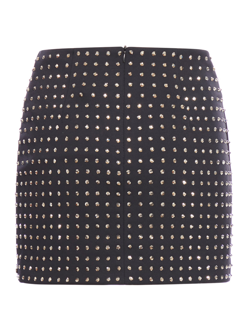 Scuba jersey skirt with rhinestones