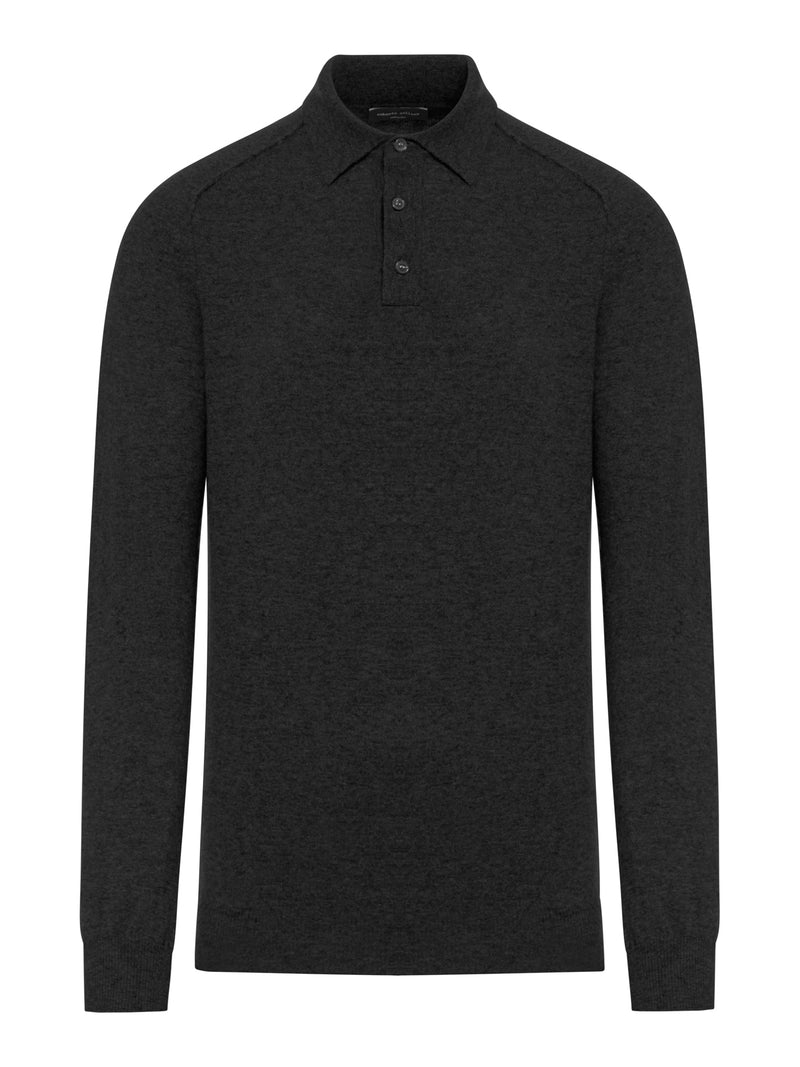 WOOL POLO WITH CONTRASTING STITCHING